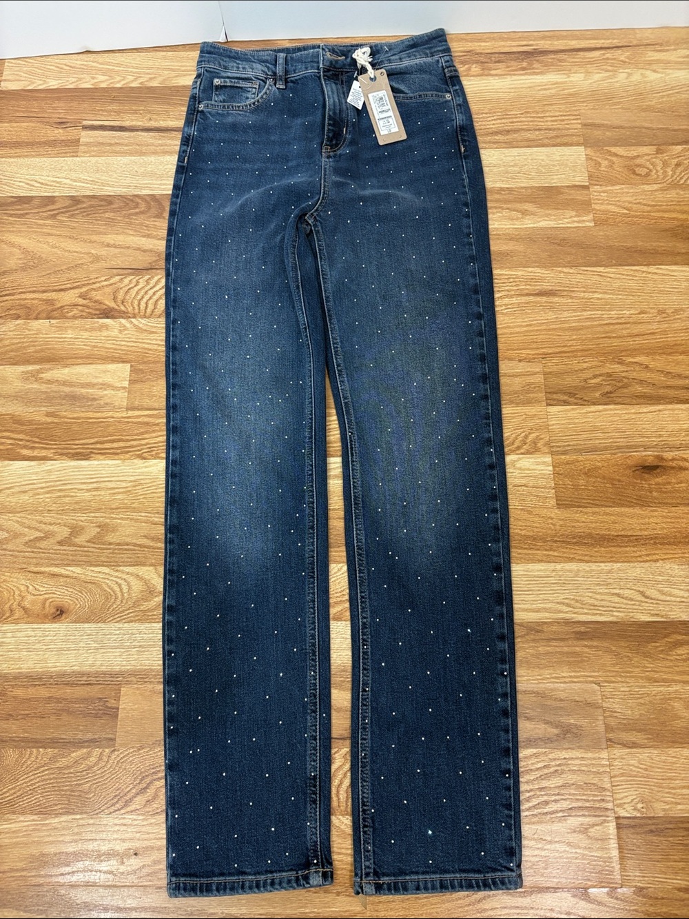 M&S The Sienna" straight-leg jeans with rhinestone embellishments size 6